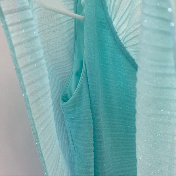 NWT Windsor Sparkly Glitter One Shoulder Sheer Flounce Bodycon Mini Dress Mint 2 - Picture 8 of 14